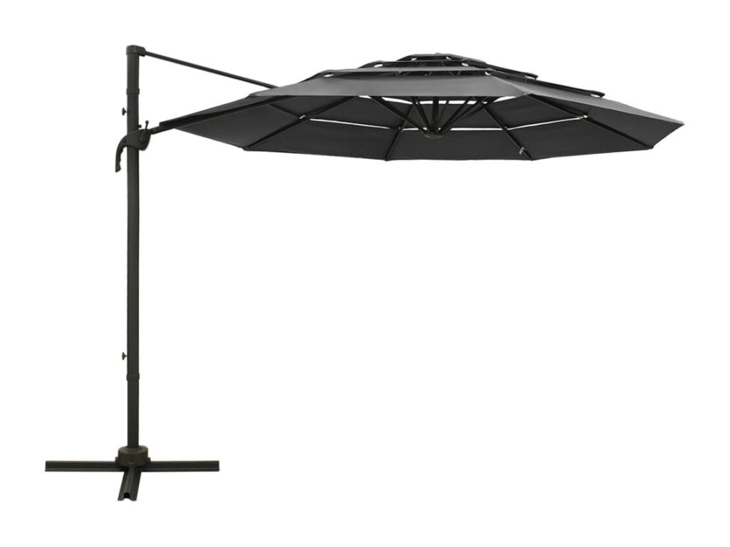 Sombrilla de 4 niveles con máCasaplude aluminio Antracita 3x3 m