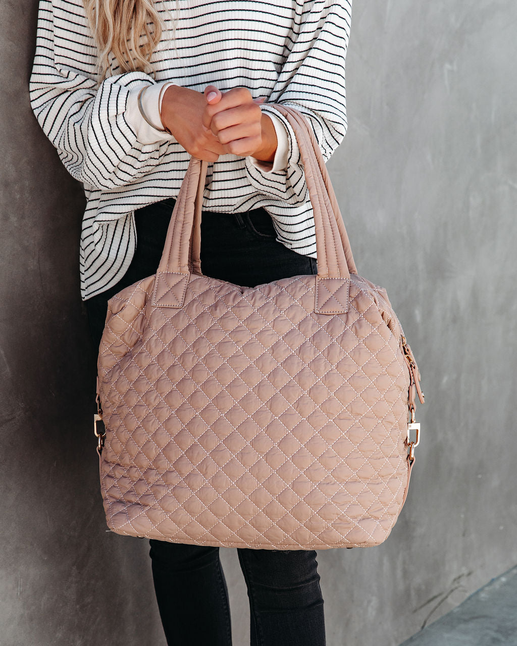 Wanderlust Quilted Weekender Bag - Nude - Se7enfashion
