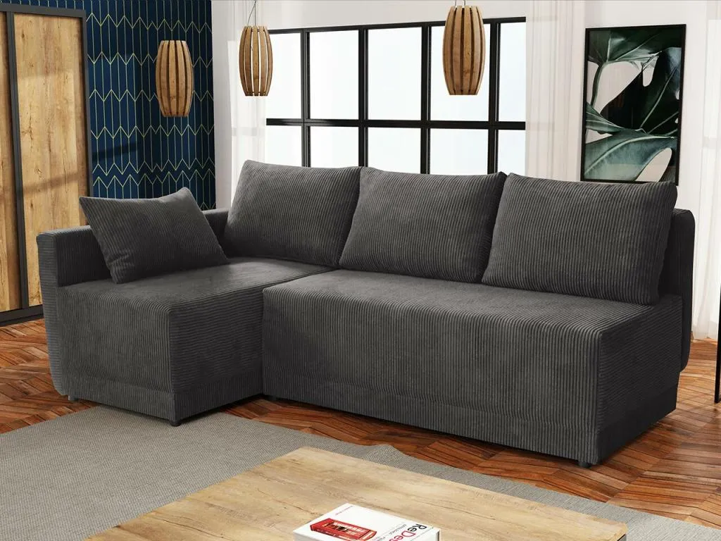 Sofá rinconero Mueblestop 149 Gris Función de descanso Caja de ropa de cama 210x135cm AURG21314
