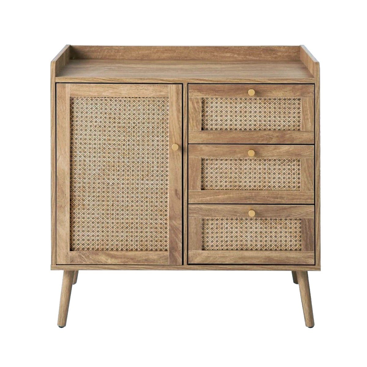Calicosy - Ladekast 1 deur 3 laden PALMO - L80 cm - Rotan
