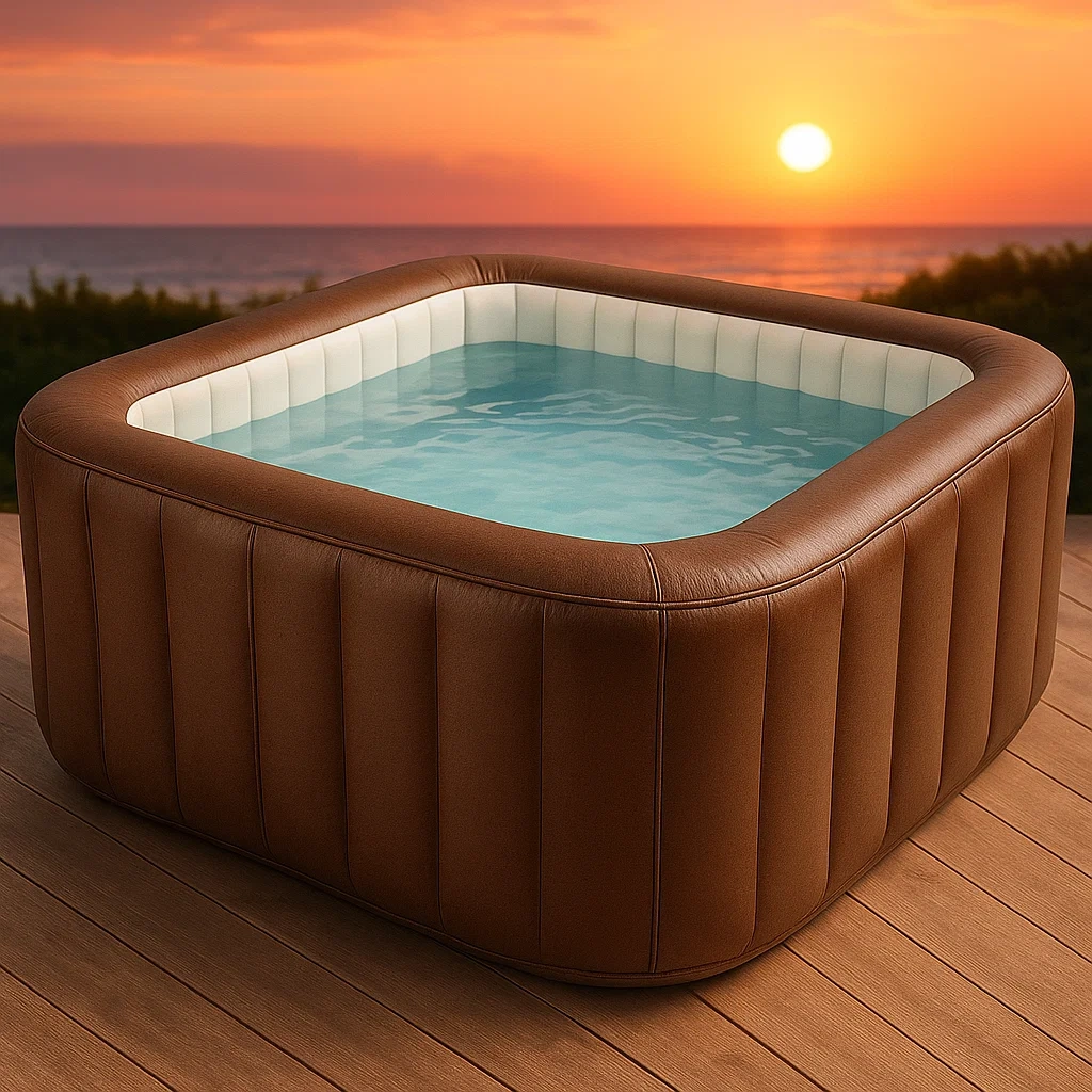 Spas hinchables 196x146x71 cm 4 personas cuadrado marrón/blanco DlGFPUF355Ut