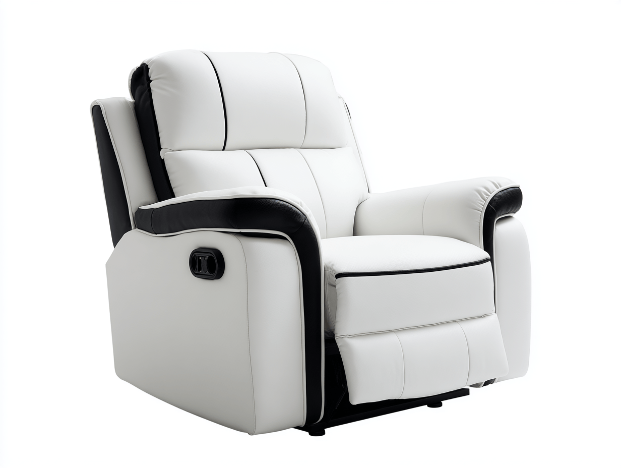 Sillón reclinable – cuero sintético – blanco/negro – acolchado mullido