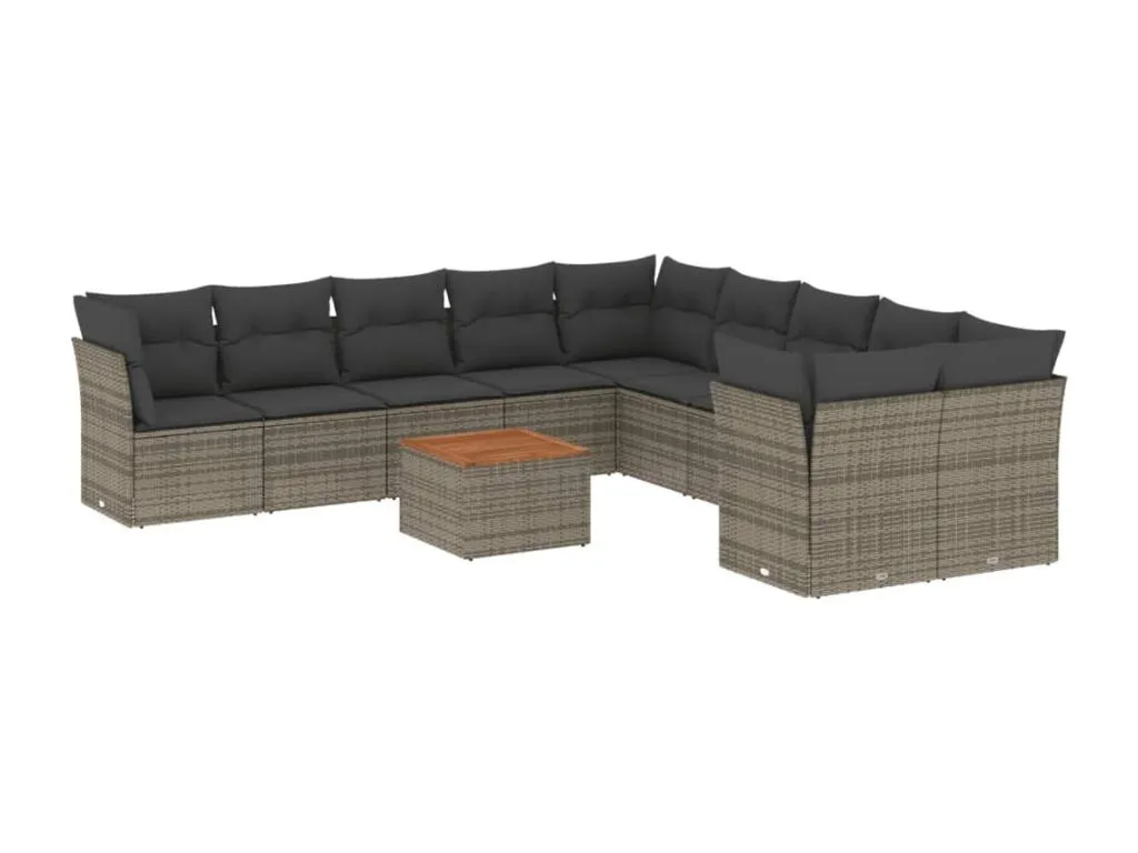 Set de 11 Sofás de Jardín con Cojines de Ratán Sintético Gris RA1164841