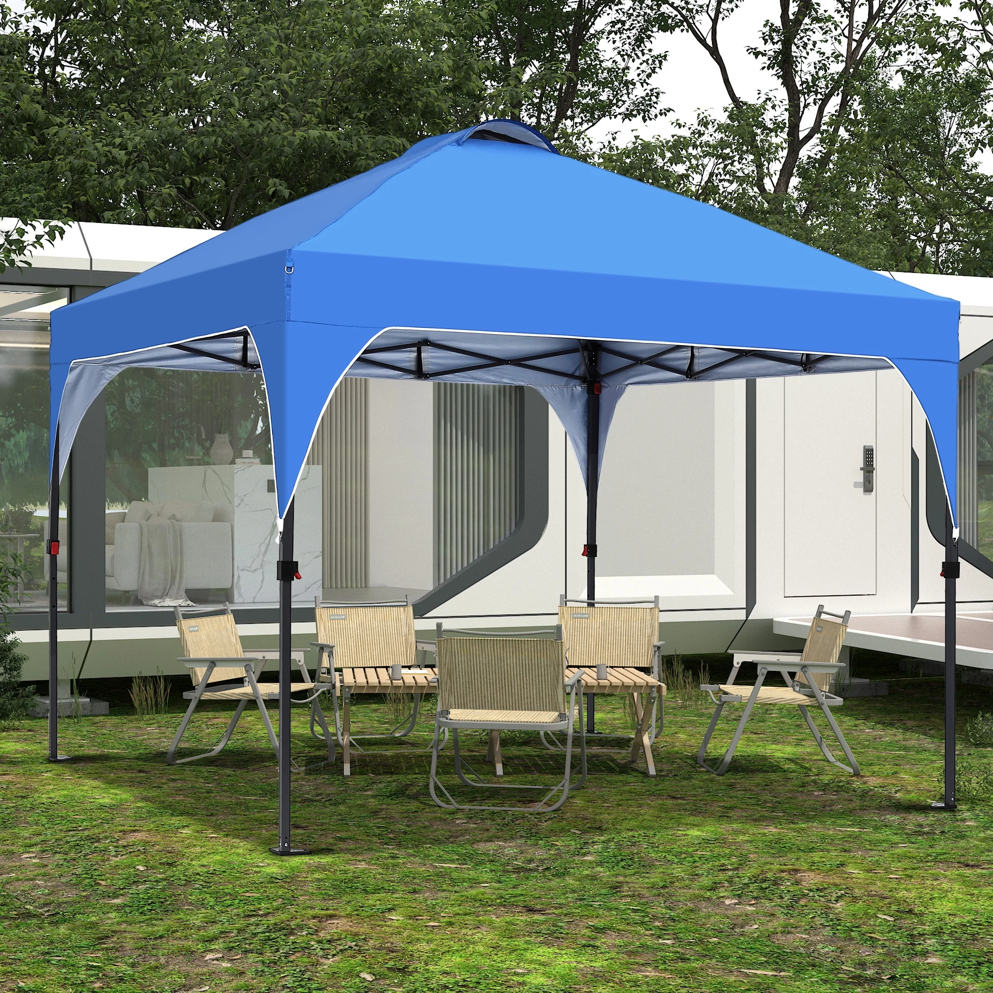 Ainfox 8'x8' Pop Up Canopy Tent, Easy-Setup Gazebo, Outdoor Canopy with 3 Adjustable Heights for Events, Parties, Camping, Blue - Image 9