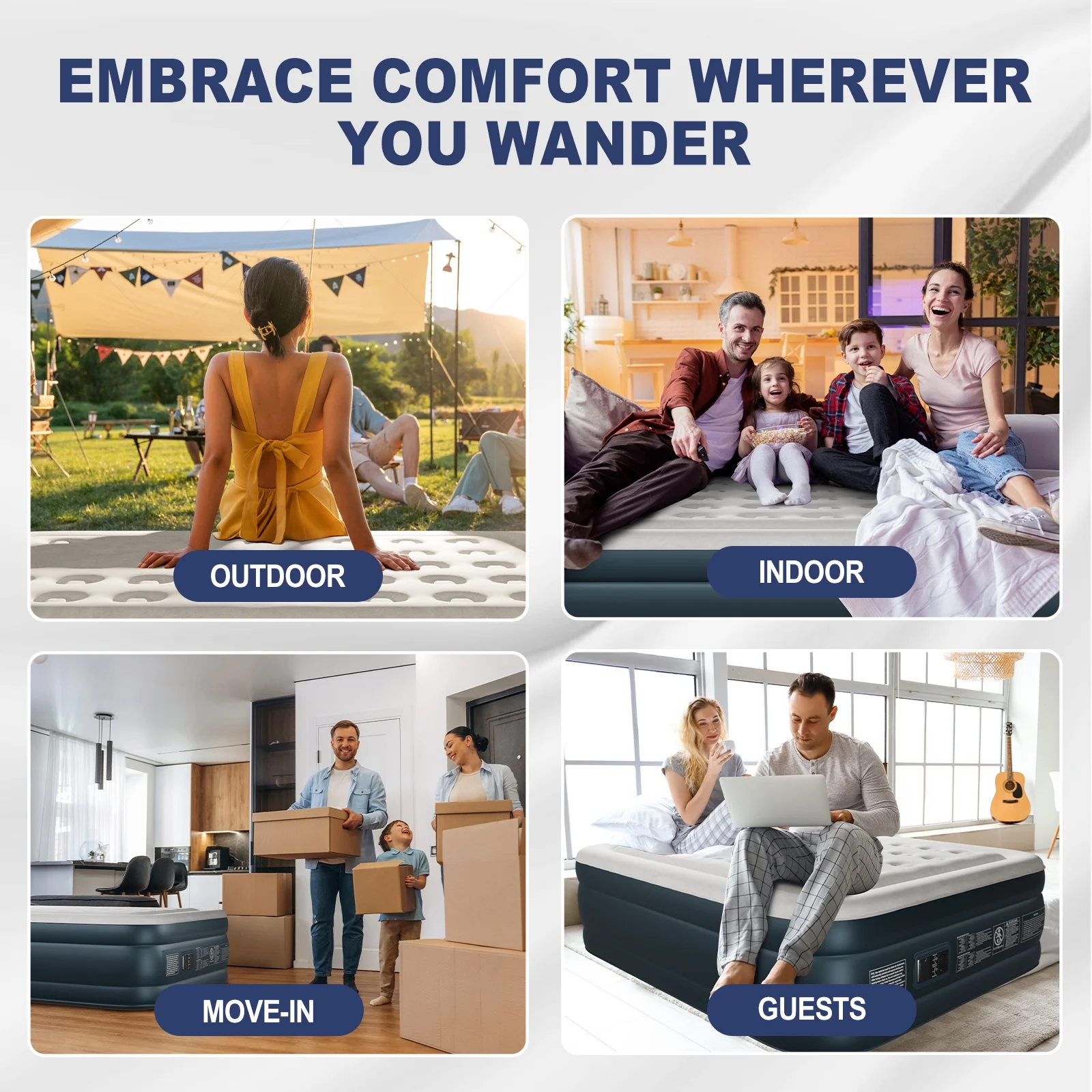 Zimtown 18" Twin Air Mattress with Two Chamber, Elevated Inflatable Bed with Built-in Pump, Protable Airbed for Outdoor Indoor Camping, Gray & White - Image 11