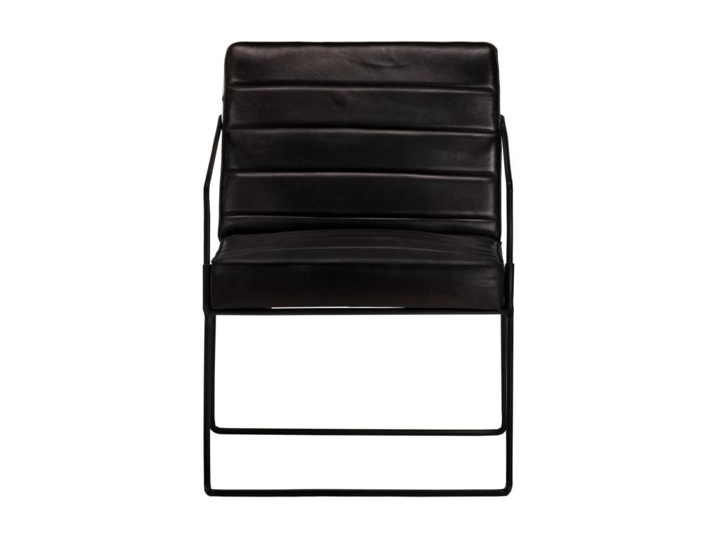 Sillón de cuero auténtico negro