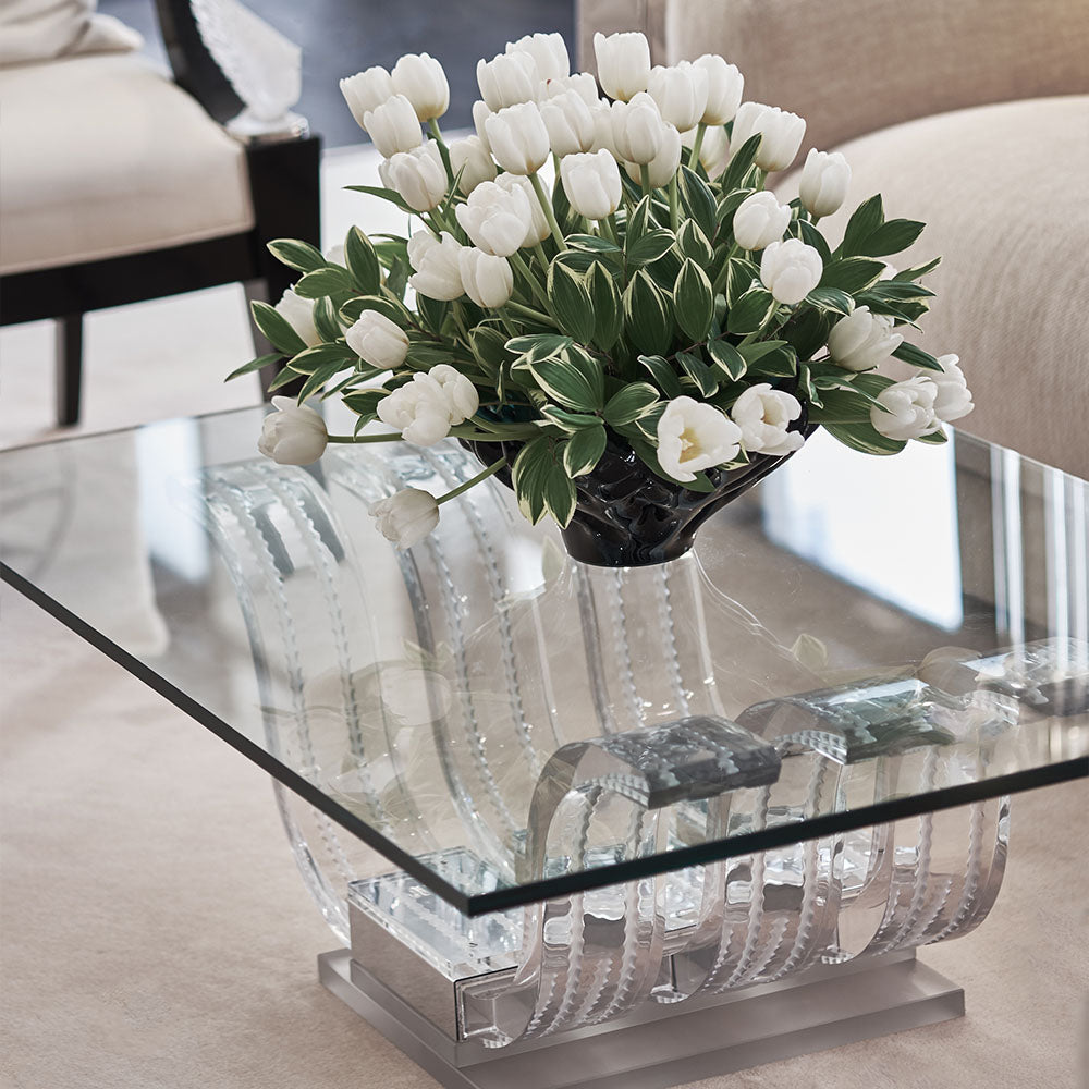 TABLE BASSE PERLES D'EAU - CRISTAL INCOLORE