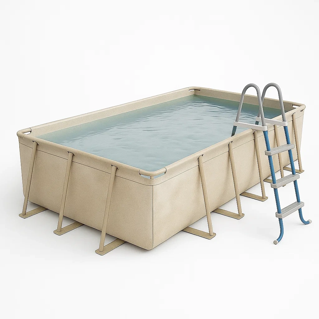 Piscina tubular rectangular 532x265x119 cm Beige/Blanco con filtro y escalera VDcuSxw196nc