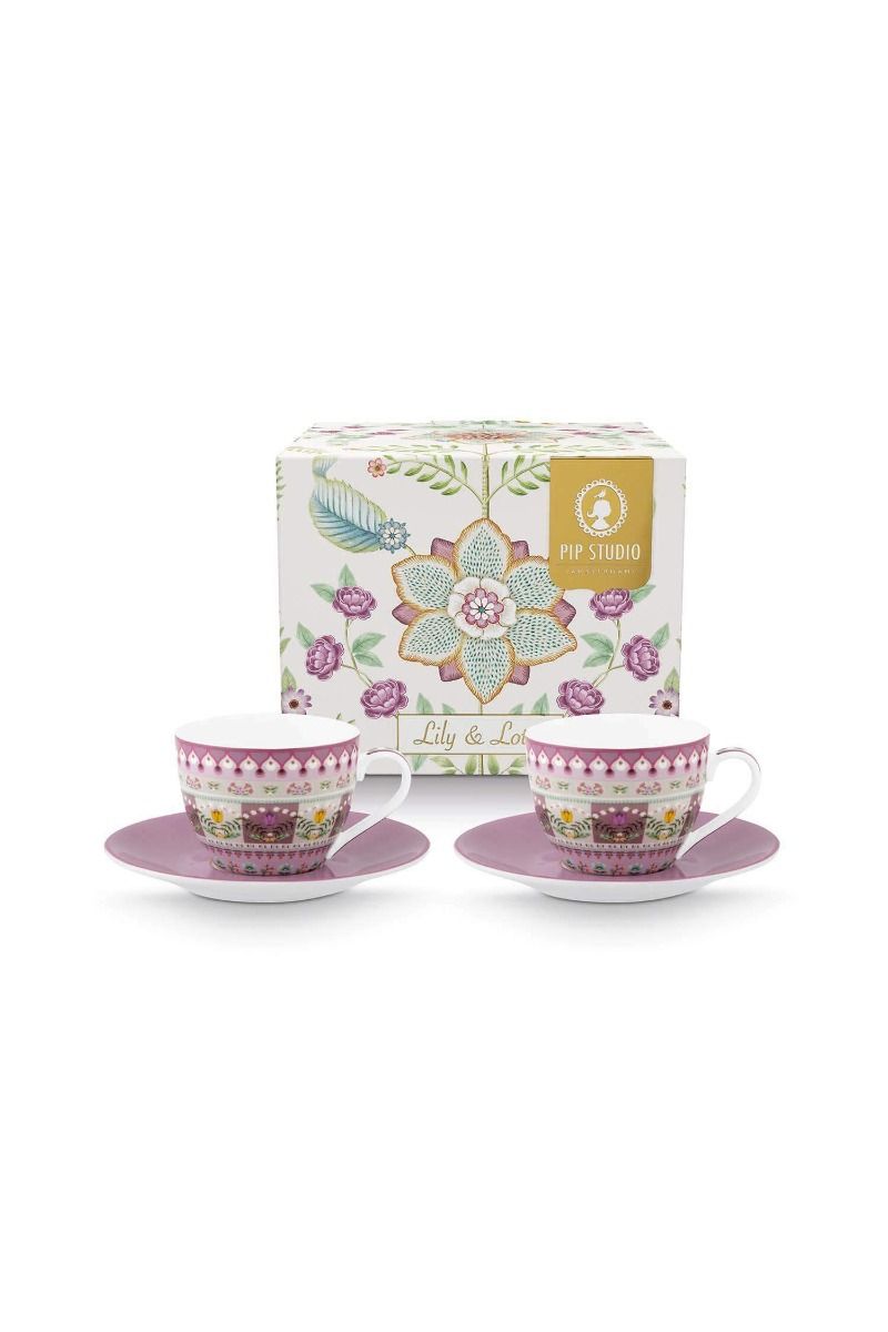 Set/2 Espresso Cups and Saucers Lily&Lotus