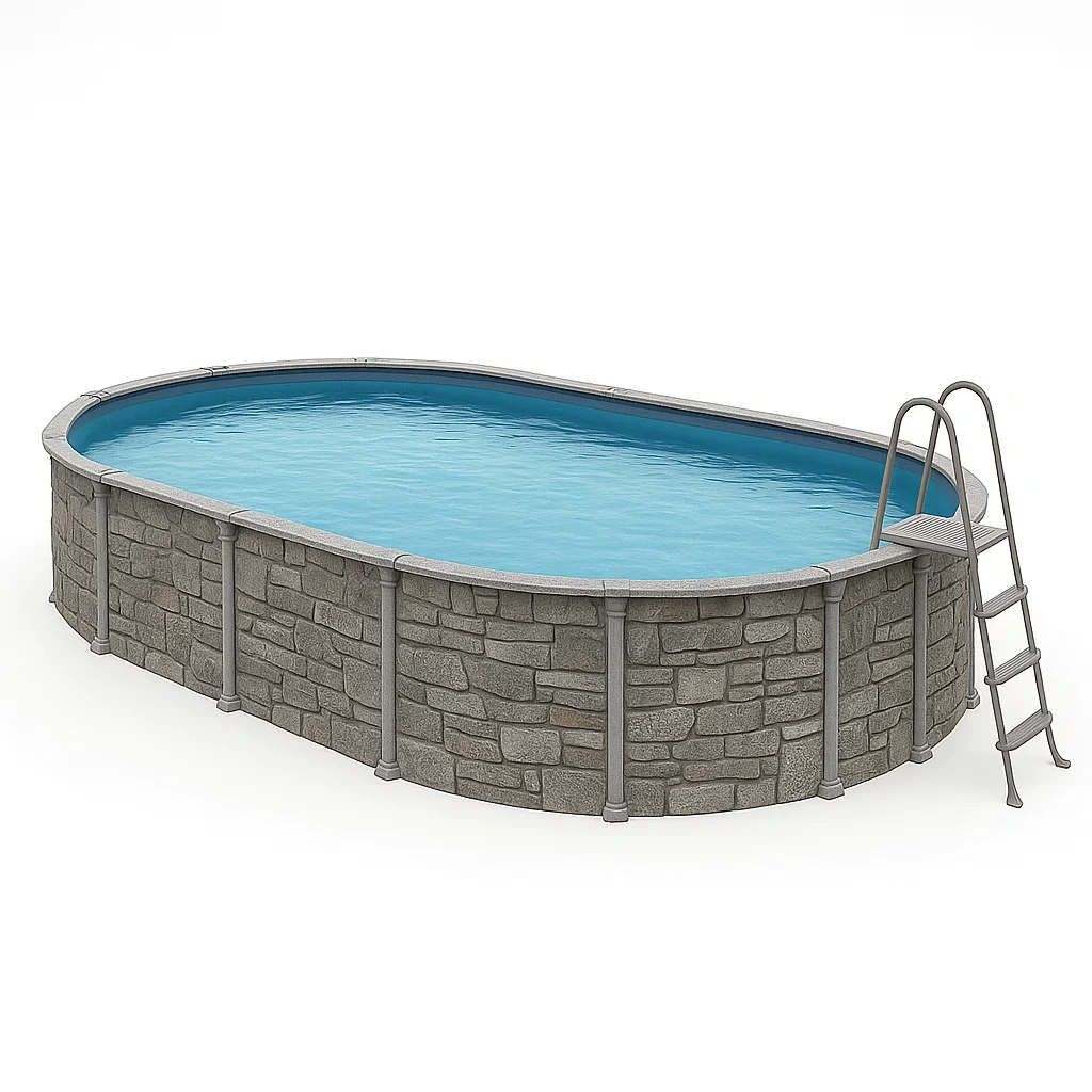 Piscina tubular ovalada desmontable acero 472x286x104 cm color gris/azul yEXXglU142zB