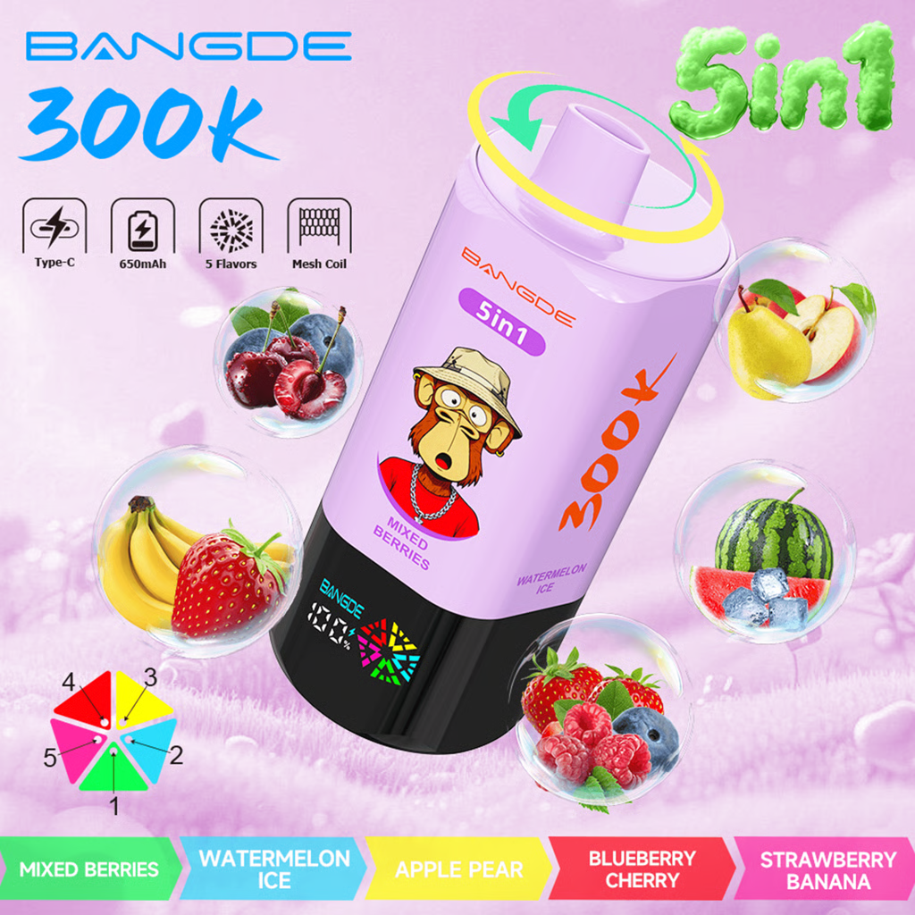 Bang DE 300K 5-in-1Disposable Vape|Up to 300,000 Puffs & Five Flavors in One Device