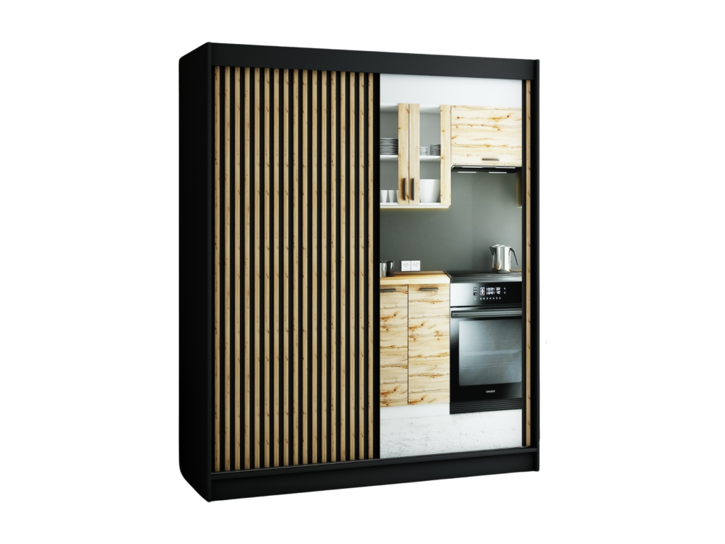 ARMARIO LAMELO 2 DE PUERTAS CORREDERAS 200/180/62 2 puertas (negro/negro/artisan)
