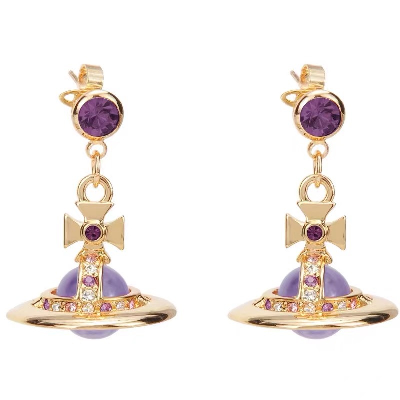 Vivienne Westwood 10mm Crystal Bead Saturn Earrings - Original Replica Club