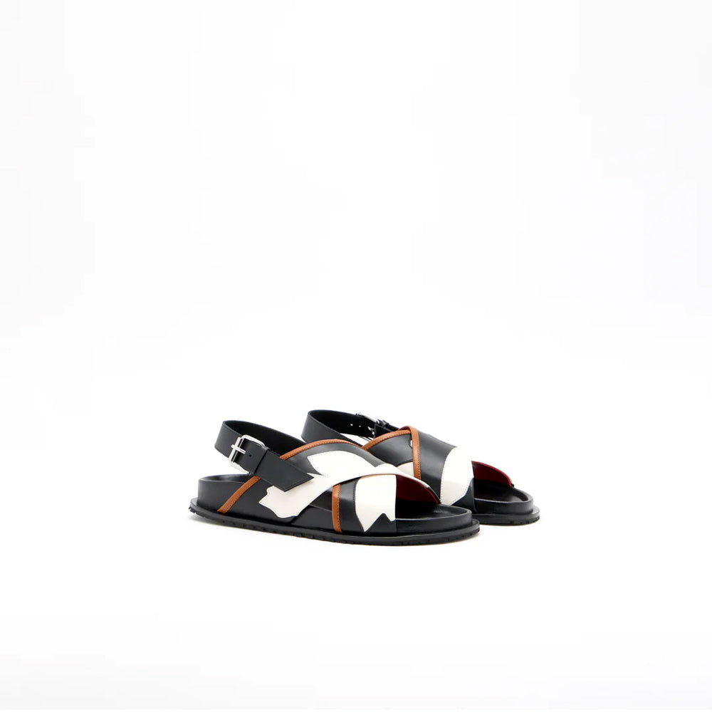 PLAN C - Sandales Flower Intarsia - Noir