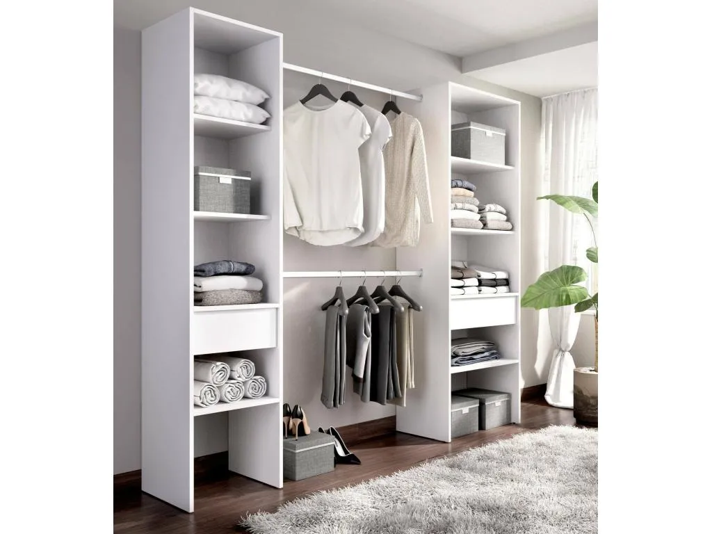 Gran Armario Di Muebles de dormitorio Vestidor Armario de ropa 160x50 h185 cm Blanco 60994gous