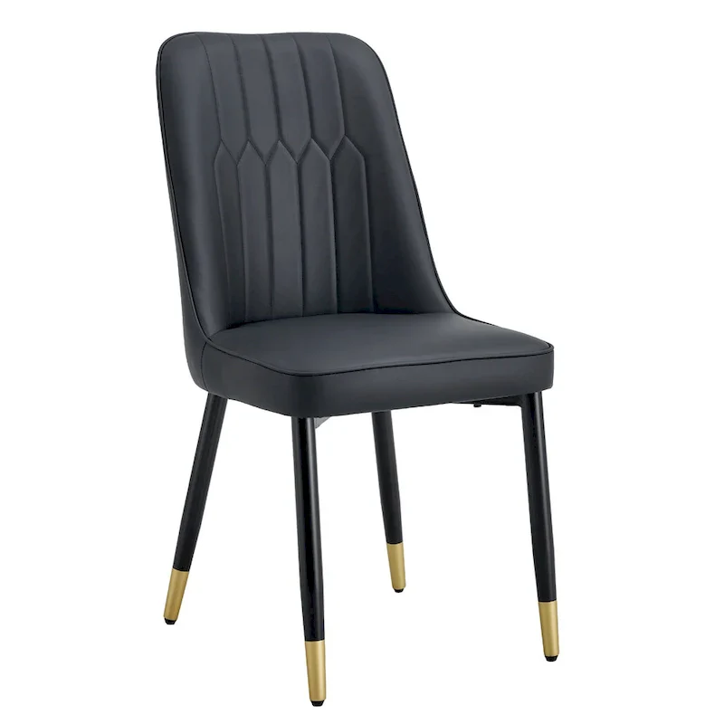 Contemporary Set of 4 Faux Leather Dining Chairs with Cushioned Backrests and Metal Legs – Ideal for Dining Rooms, Living Rooms, and Bedrooms