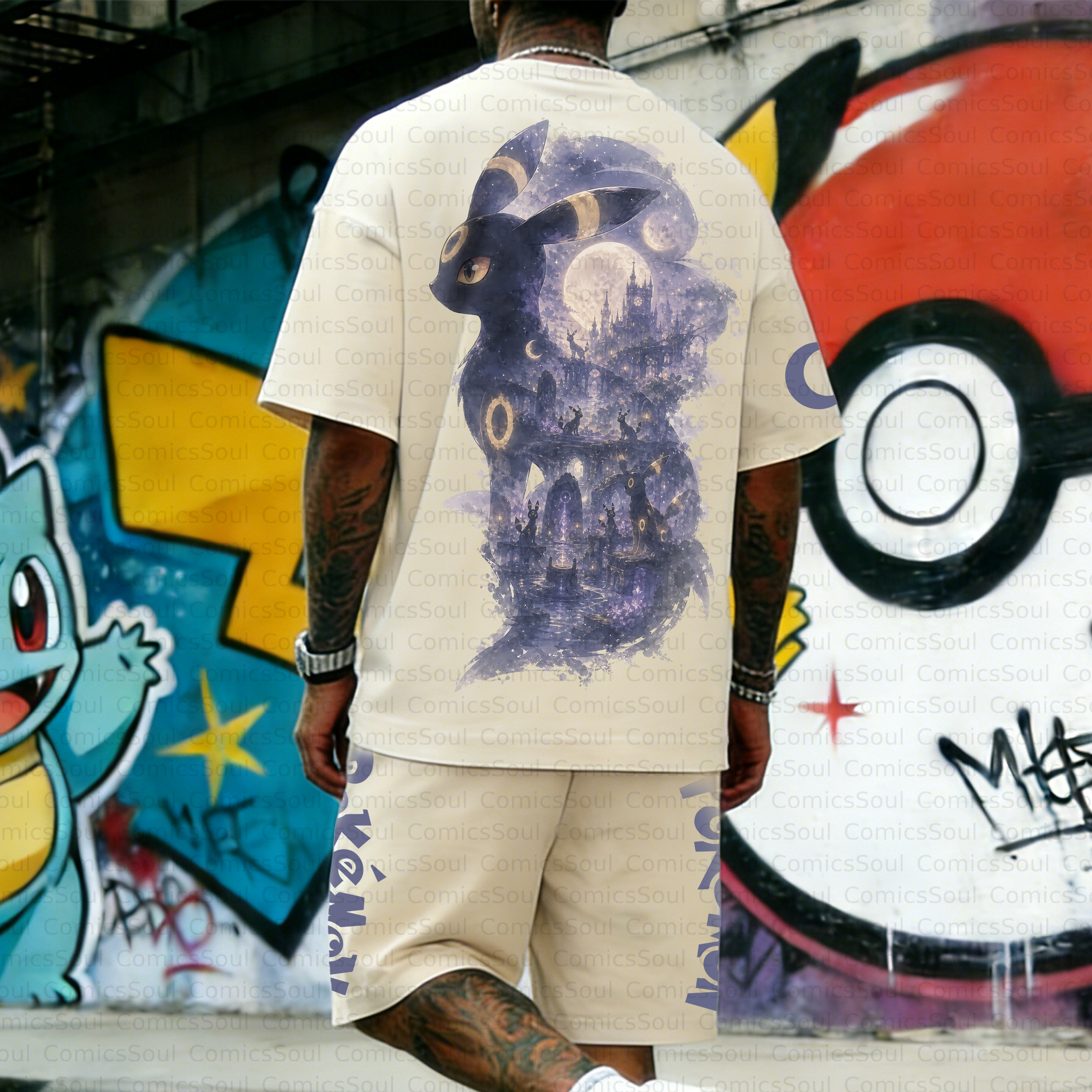 Unisex Anime Inspired Vintage T-shirt& Shorts 2 Pieces Set