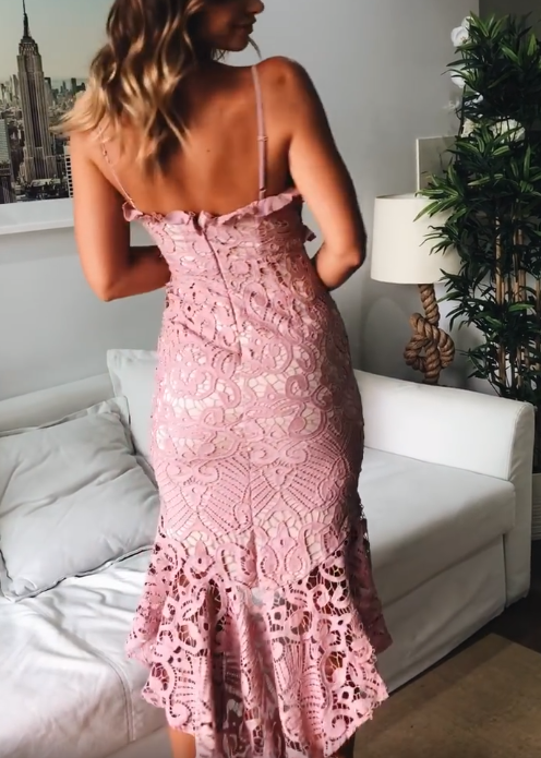 Fashion Sexy Sling Stitching Ruffled Dress