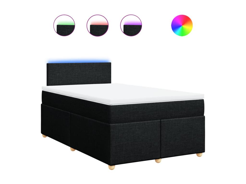 Cama box spring con colchón tela negro 120x190 cm
