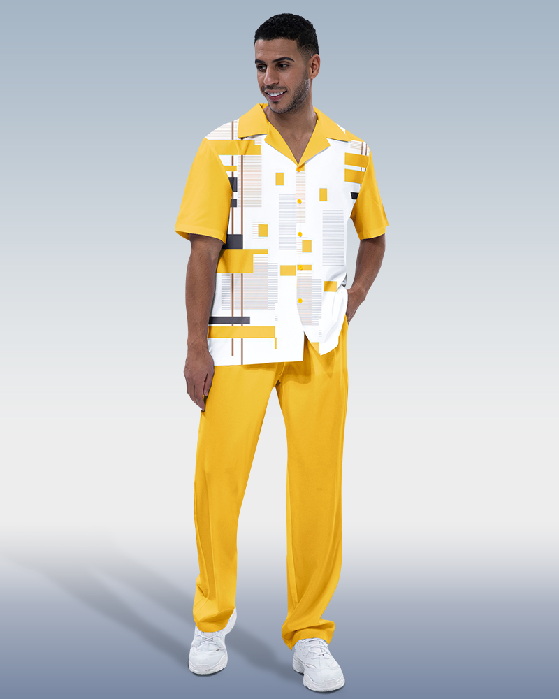 Suitmens Men's Walking Canary - Short Sleeve Men's Two-Piece Lounge Suit