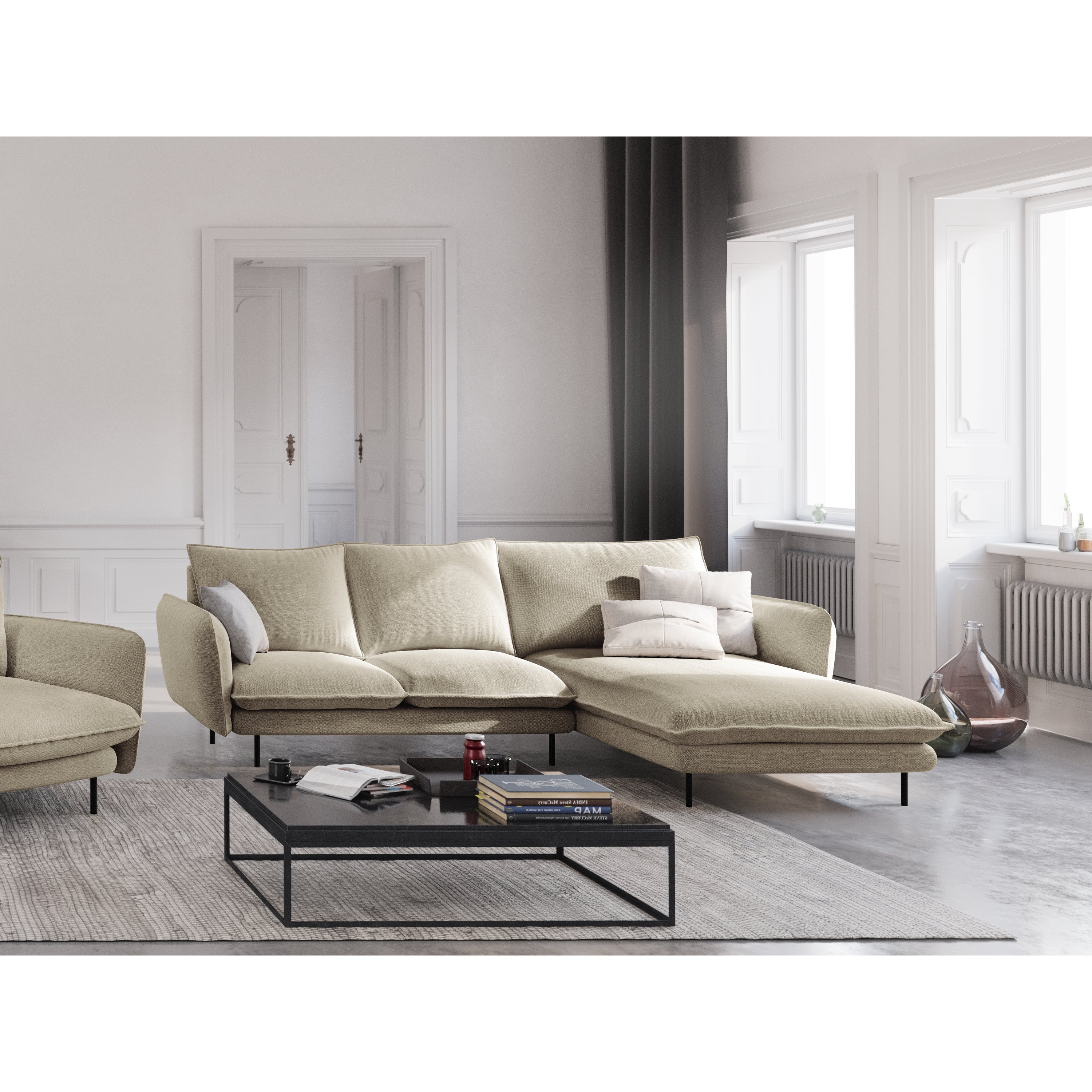 Cosmopolitan Design Vienna Hoekbank met Chaise Longue Rechts - Linnen