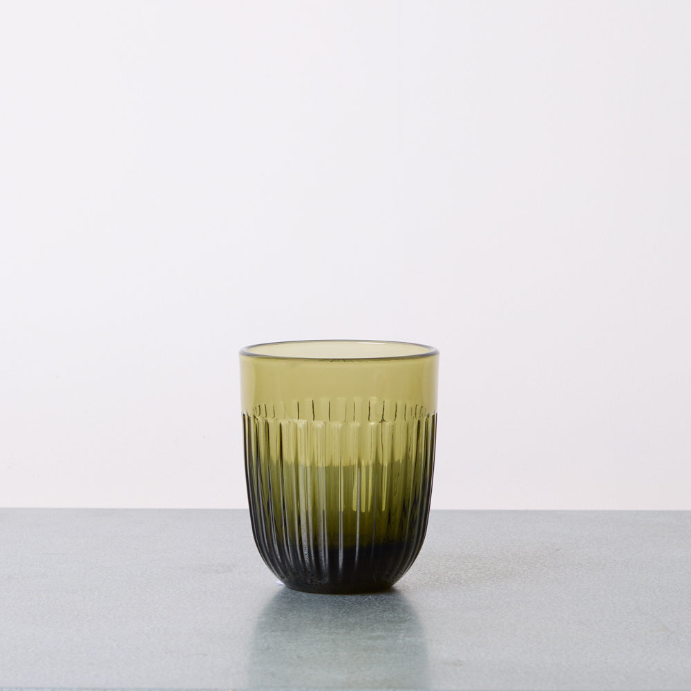Gobelet en verre pressé - Ouessant - Vert Olive