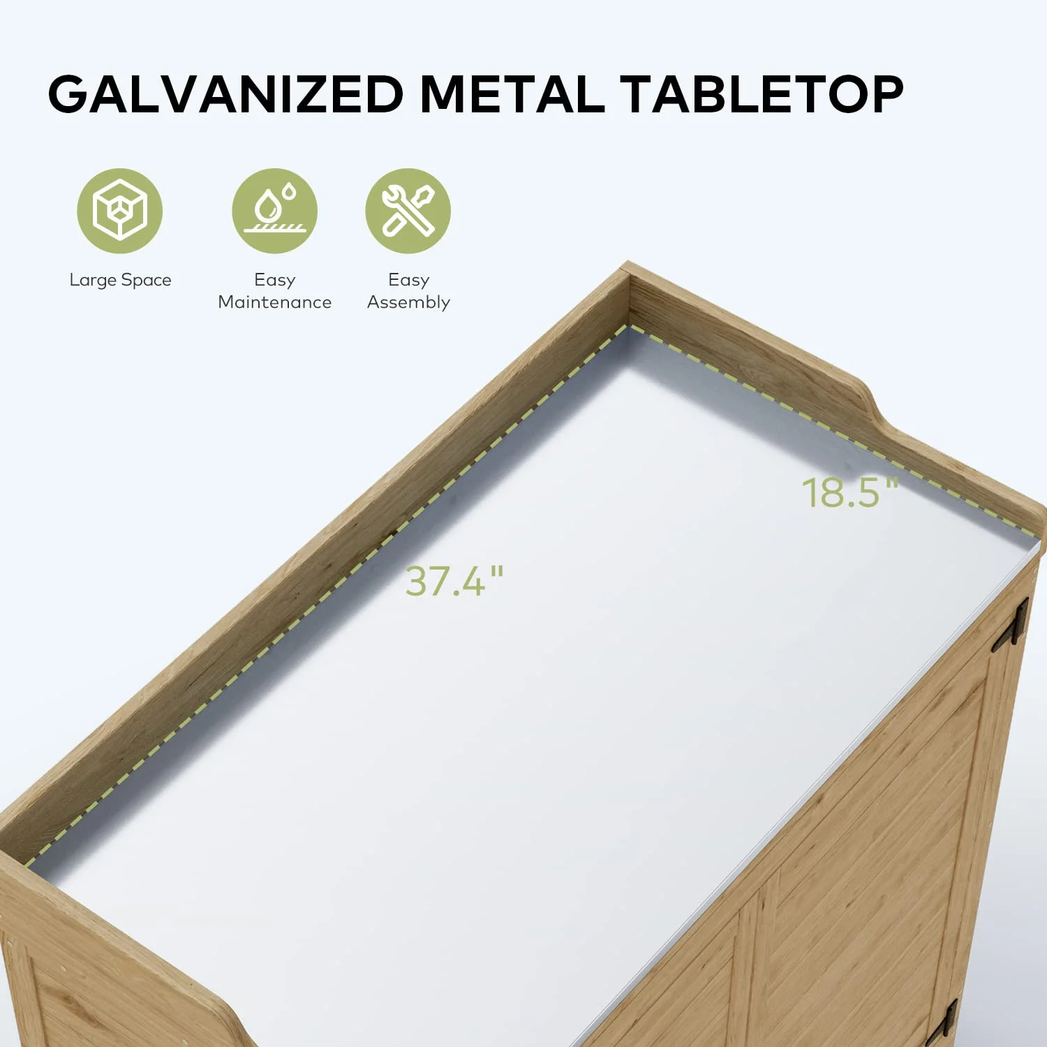 Lofka Outdoor Storage Cabinet, Outdoor Potting Bench Table with Removable Shelves for Yard, Garden, Waterproof Wood - Image 7