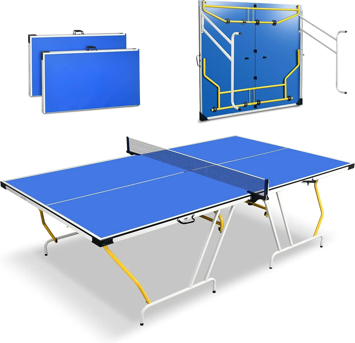 Foldable Table Tennis Table Set, 6 ft x 3 ft, Blue Foldable Table Tennis Table Set, 6 ft x 3 ft, Blue