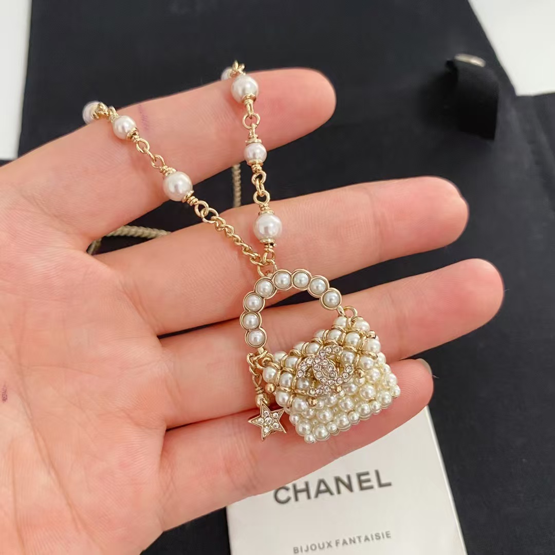 Chanel Pearl Bag Pendant Necklace - Original Replica Club