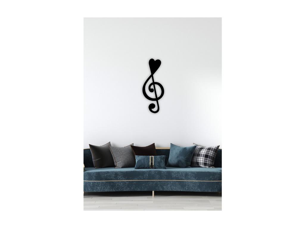 Decoración de Metal Clave de Violín 2, Negro, 28x1,5x70 cm, Mubdelu