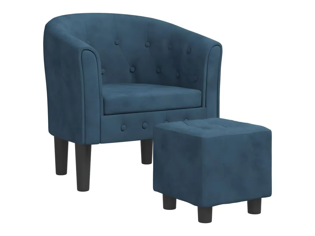 Sillón convertible con reposapiés de terciopelo azul oscuro ilr2186747