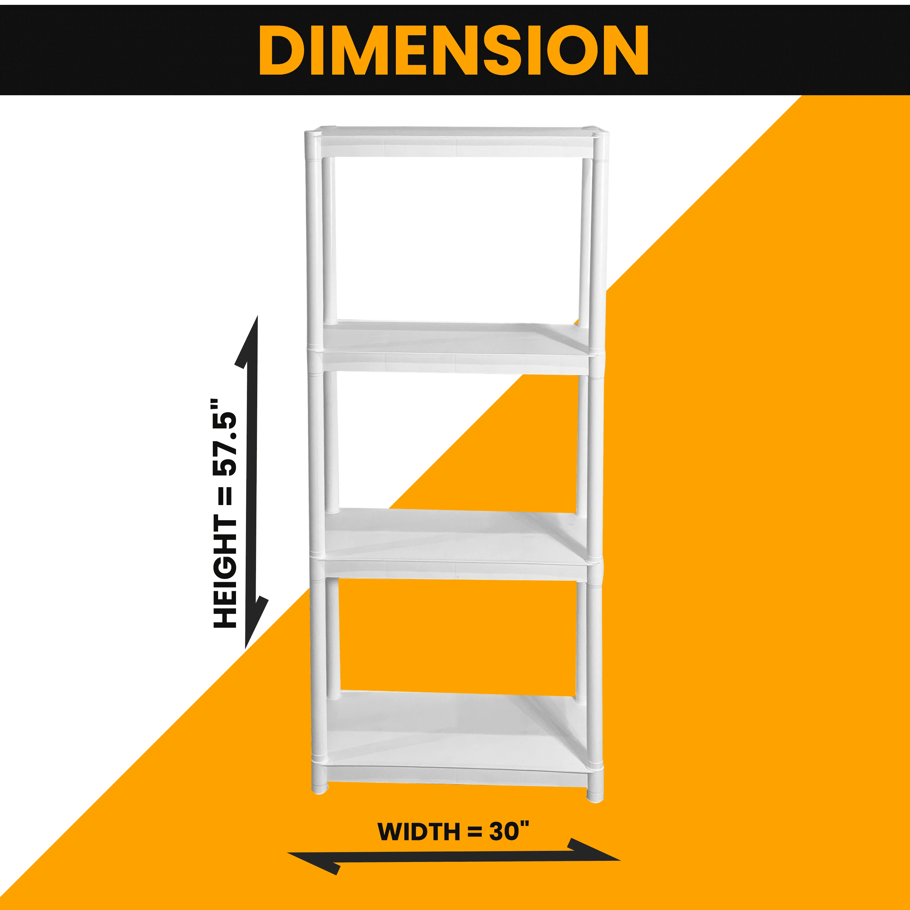 Juggernaut Storage 30"W x 14"D x 57.5"H 4-Shelf Plastic Garage Shelves, White - image 5