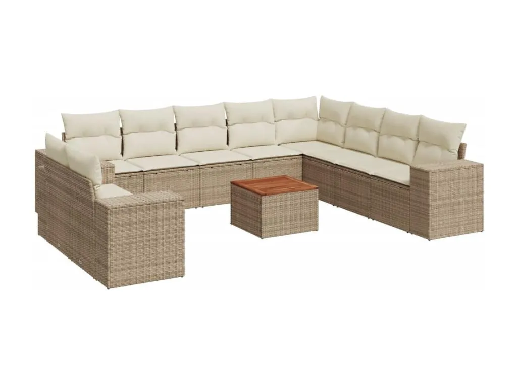 Set de sofás de jardín 11piezas con cojines ratán sintético beige 41990asms