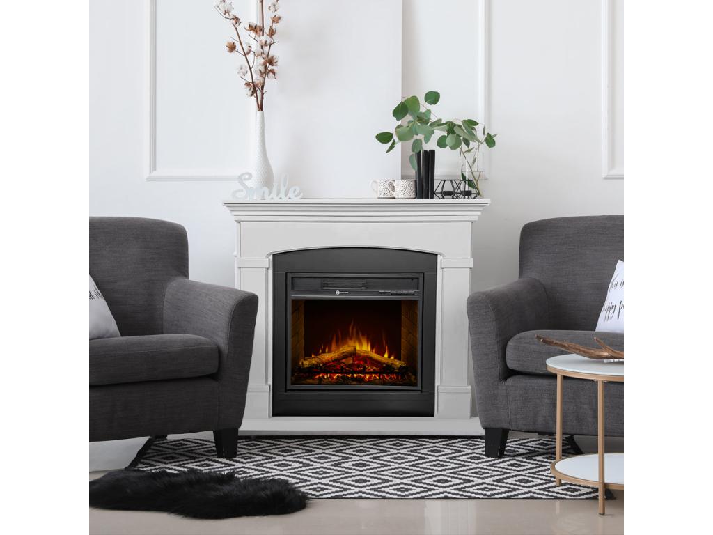 Chimenea eléctrica de suelo de madera blanca 107x24x95,2