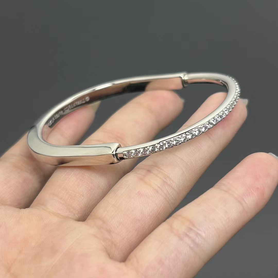 Tiffany Lock Bangle Half Pavé Diamonds Bracelet - Original Replica Club