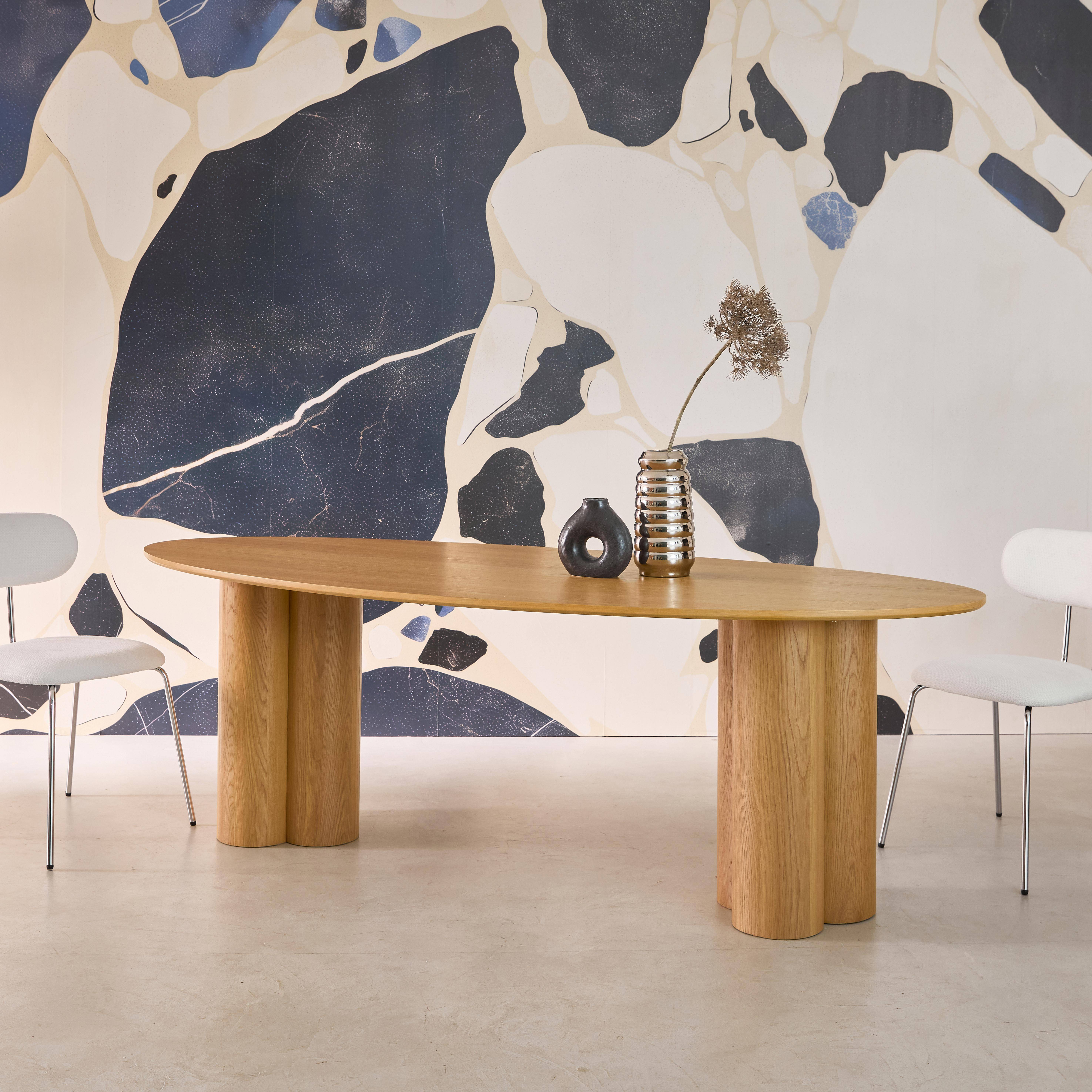 Leonore - Mesa de comedor ovalada de madera de hevea para 8 personas, 220cm