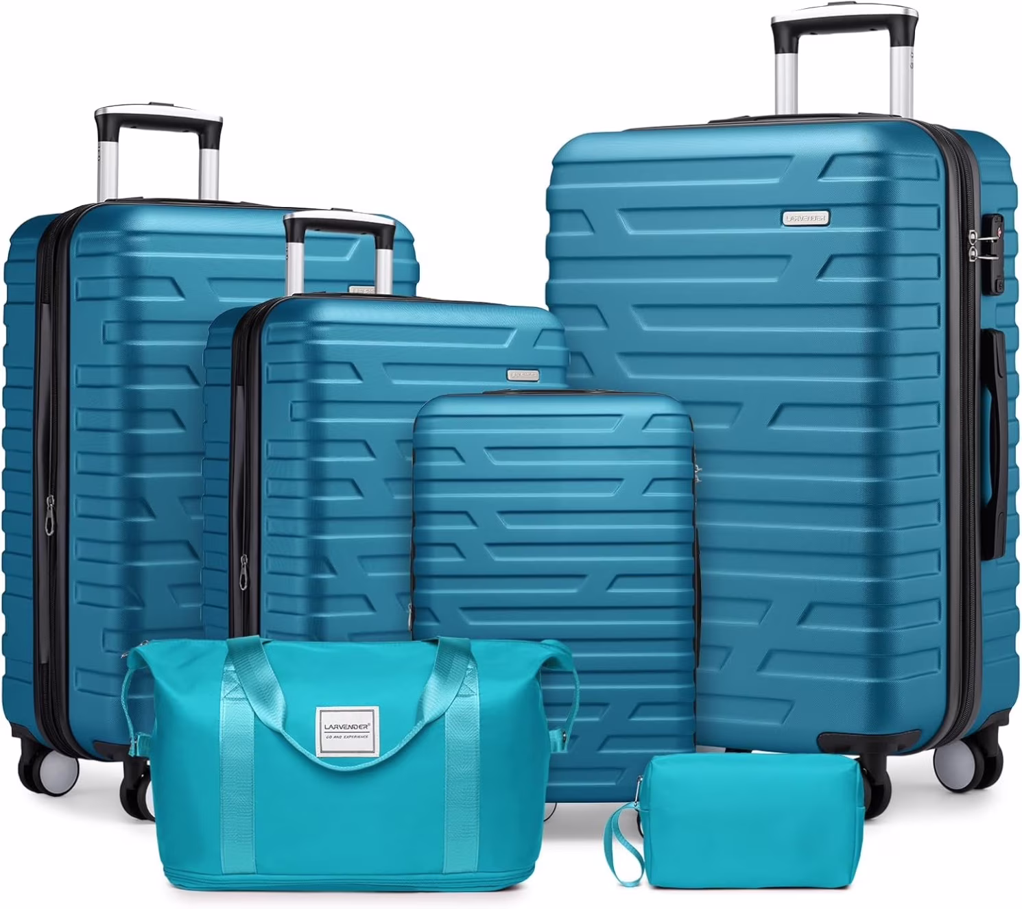 6-Piece Hardshell Luggage Set with Expandable Spinner Suitcases & TSA Lock, 25% Extra Capacity, Duffel Bag & Toiletry Kit, Cream ABS Suitcases - Image 7