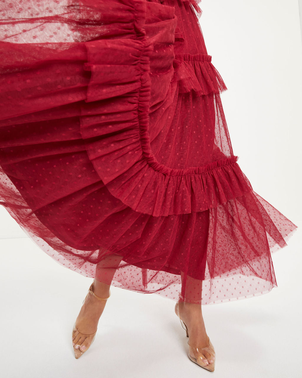 Love Is All We Need Tiered Tulle Maxi Dress - Red - Se7enfashion