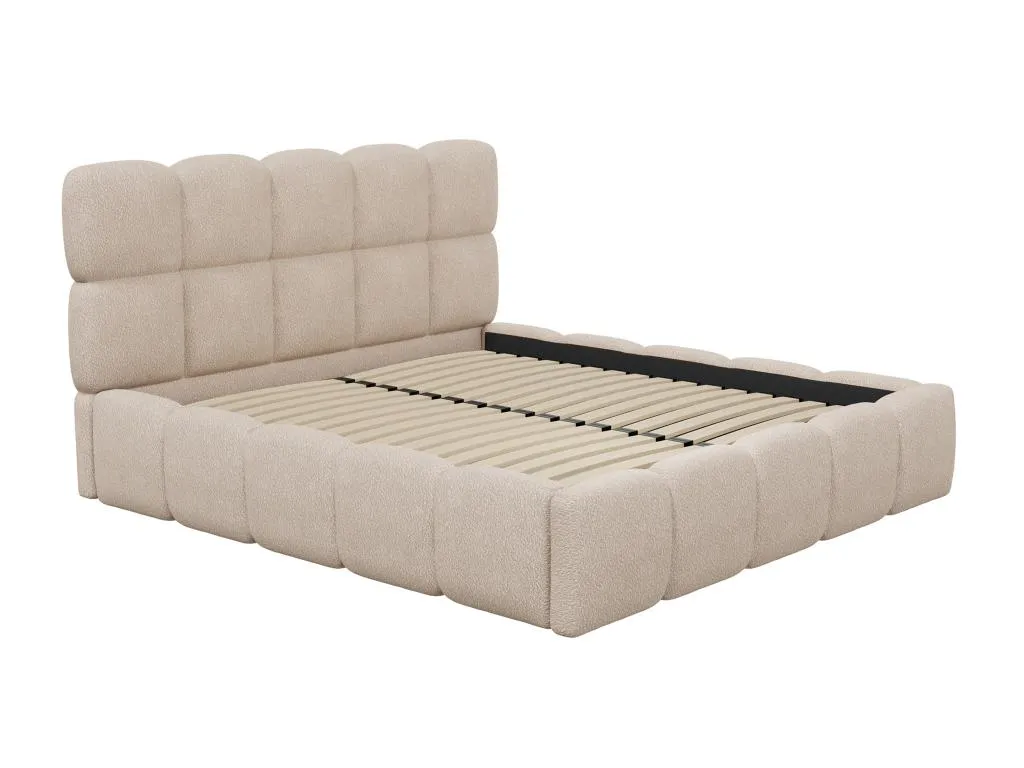 Canapé abatible 200x200 cm - Tela rizada - Beige Colchón - Mobtrendy jpjw51942