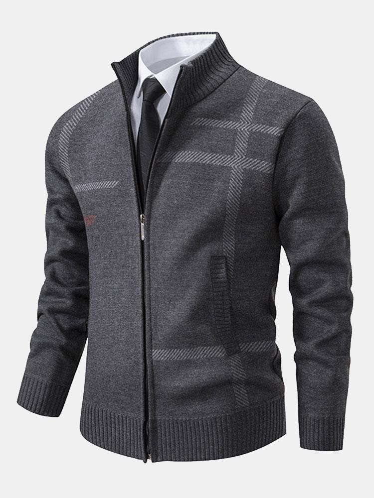 Striped Pattern Zip Sweater