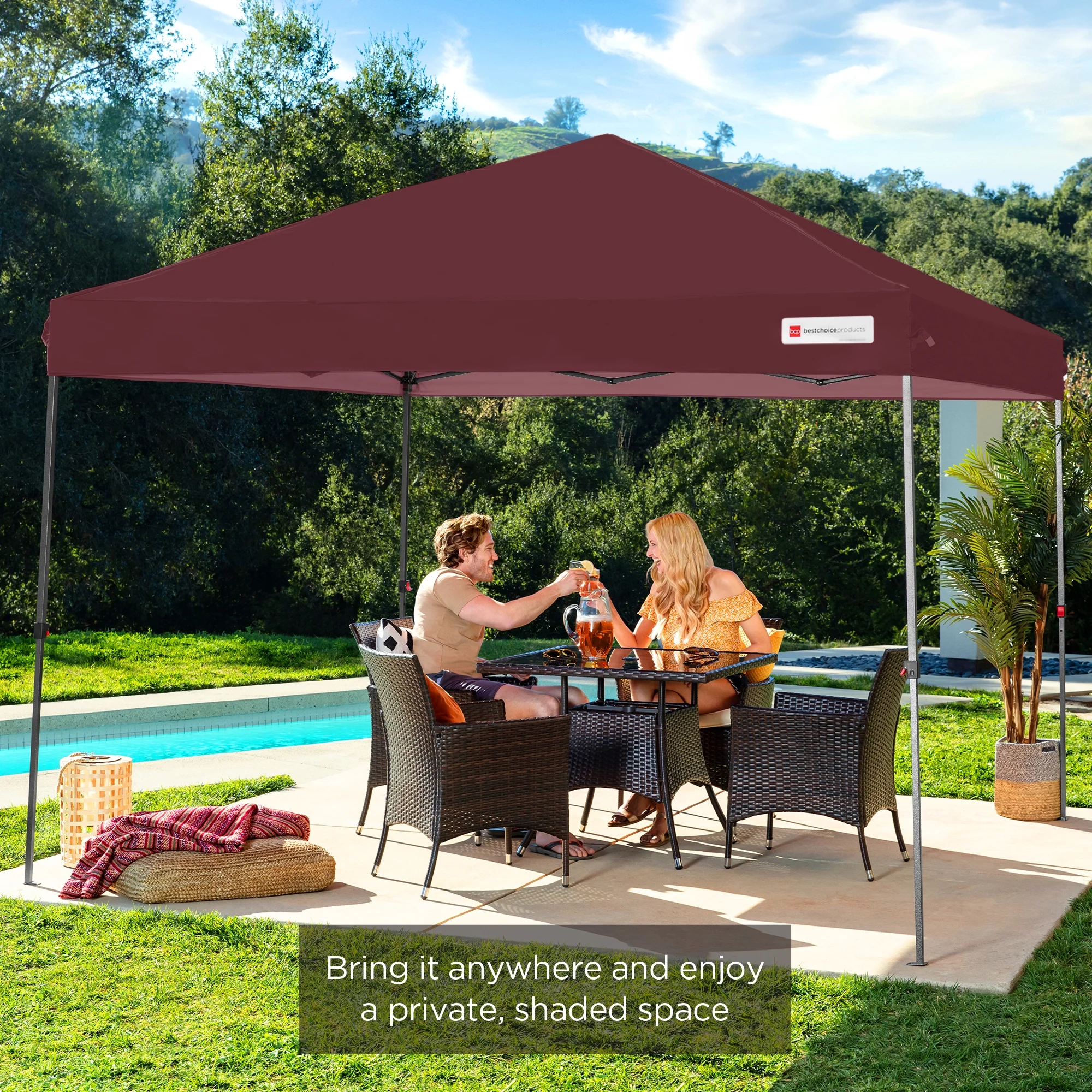 Best Choice Products 10x10ft Easy Setup Pop Up Canopy w/ 1-Button Setup, Wheeled Case, 4 Weight Bags - White - Image 62
