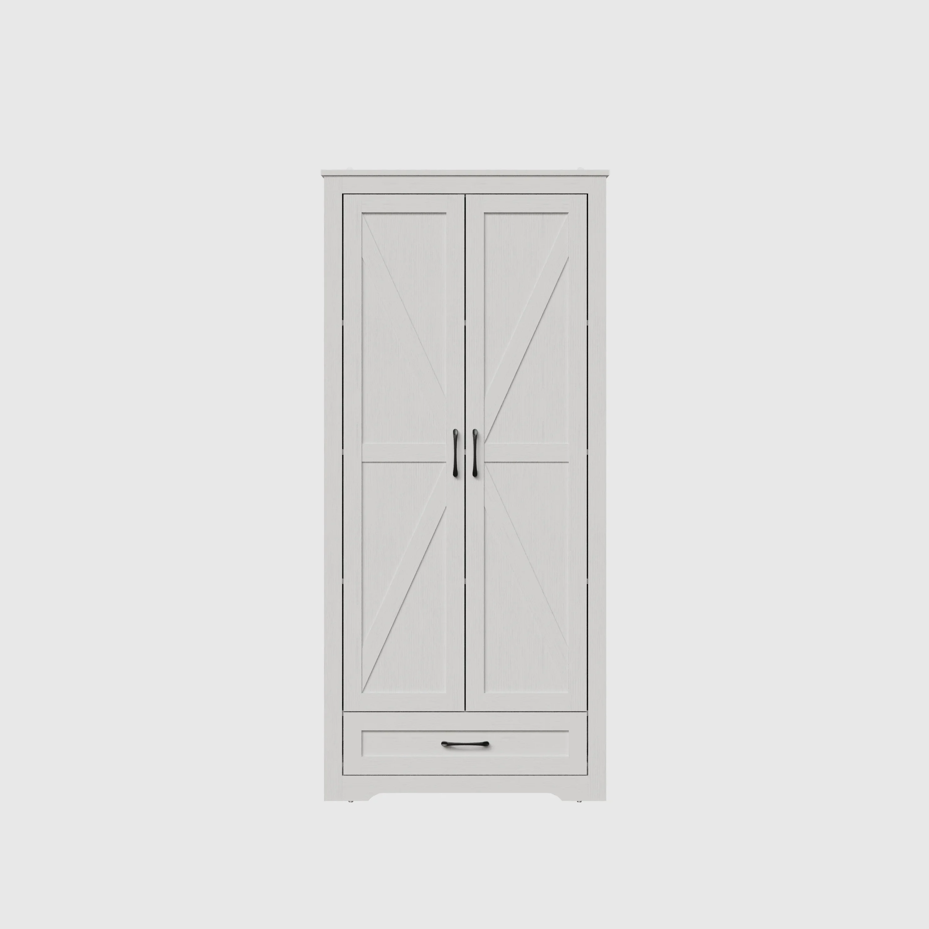 YouTrend 69" Tall Kitchen Pantry,Farmhouse Storage Cabinet with 2 Barn Doors 4 Adjustable Shelves and Large Drawer for Dining Room,Living Room,Bathroom,White