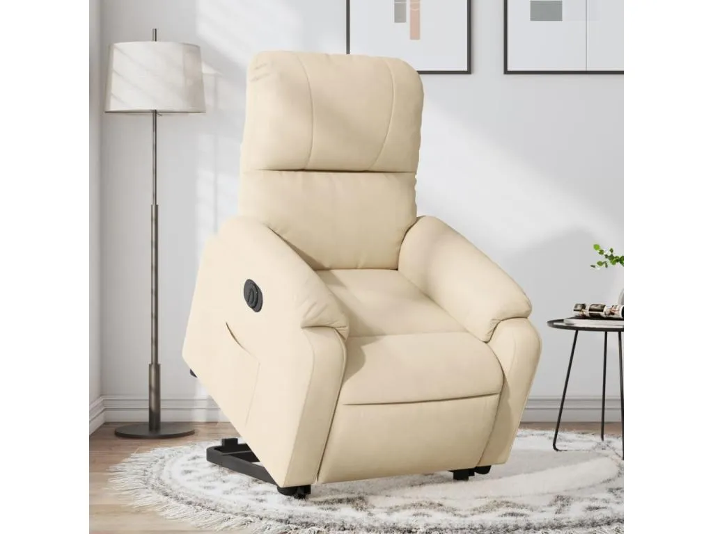 Sillón eléctrico reclinable elevable en tela de microfibra color crema. zoq3573467