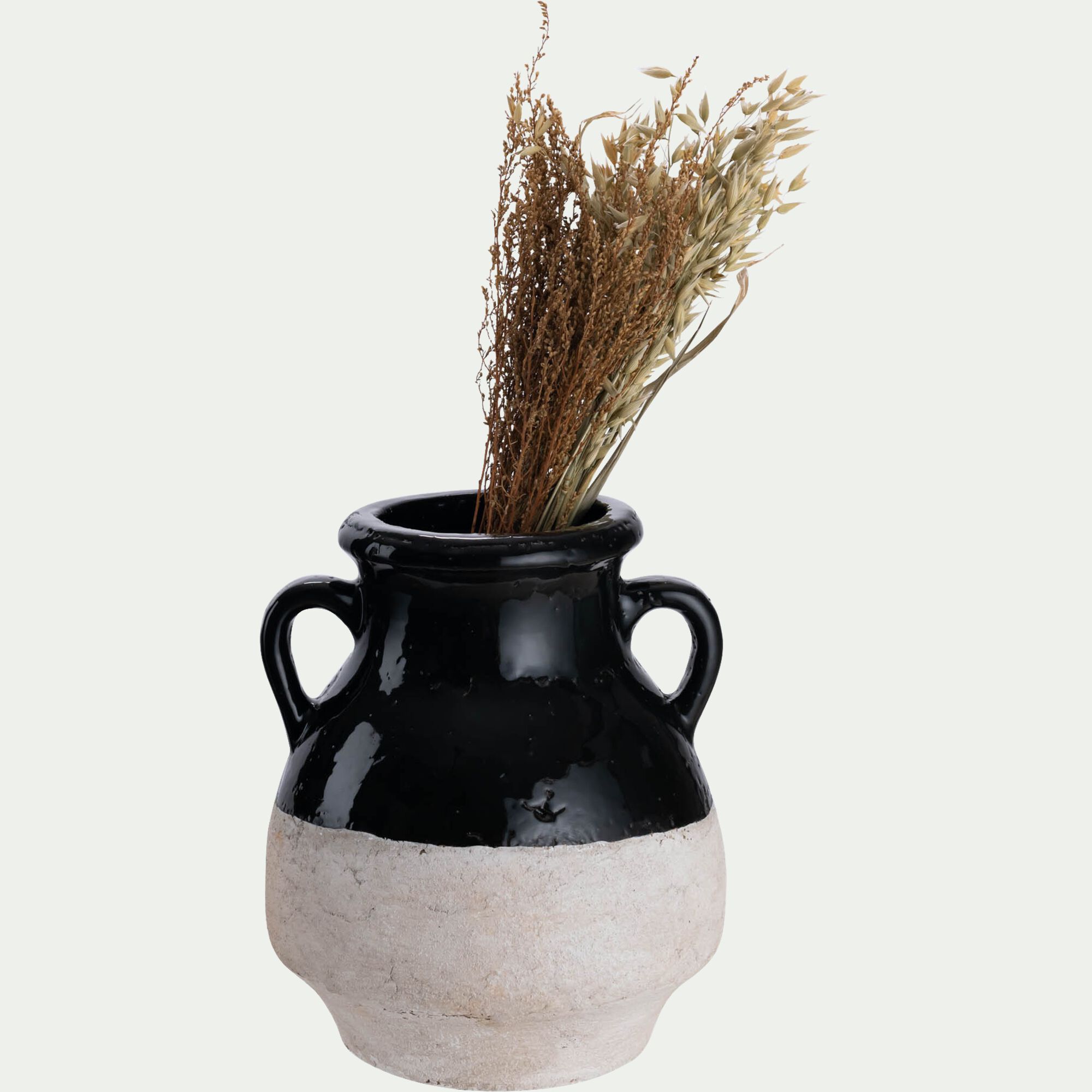 PRAGEL - Vase amphore bicolore en grès H25,5cm - noir