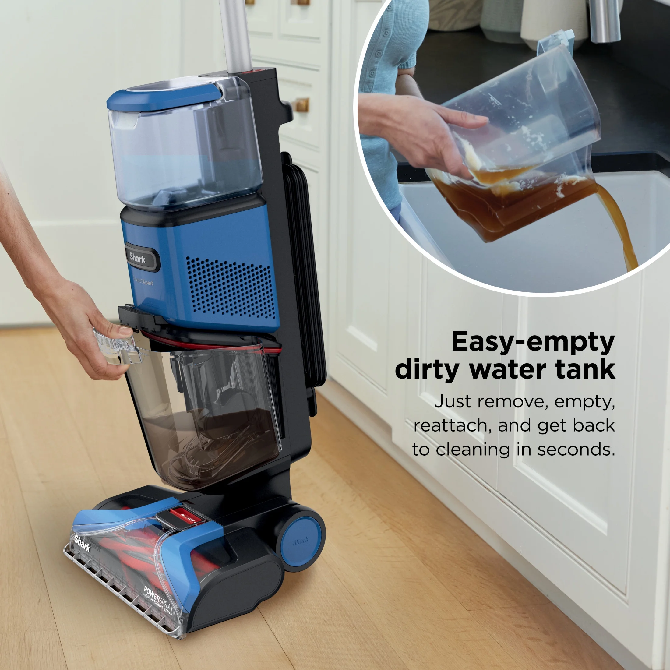 Shark? CarpetXpert? Upright Carpet & Area Rug Cleaner, Perfect for Pets, Lightweight & Powerful, Dirt, Grime, & Odor Removal, Carpet Shampooer, Cleaning Solution, Blue, EX121BRN - Image 7