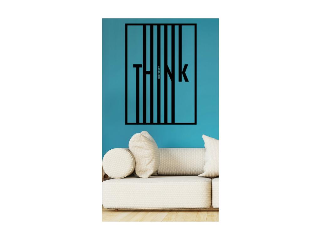 Decoración de Metal Think Different, Negro, 71x1,5x100 cm, Casaplu