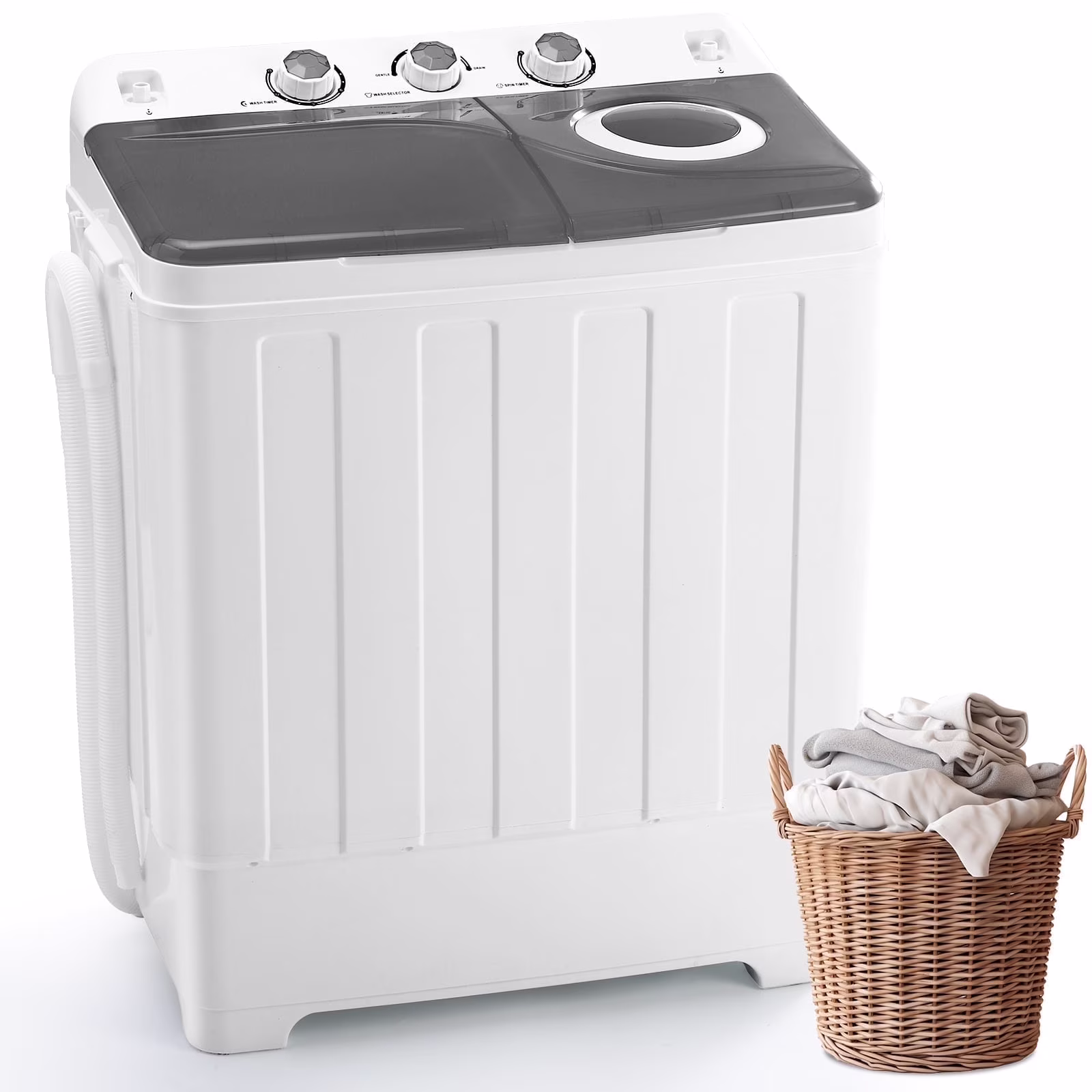 Artbros 28lbs Portable Twin Tub Washing Machine with Drain Pump, Compact Laundry Washer for Apartments, Dorms, Blue