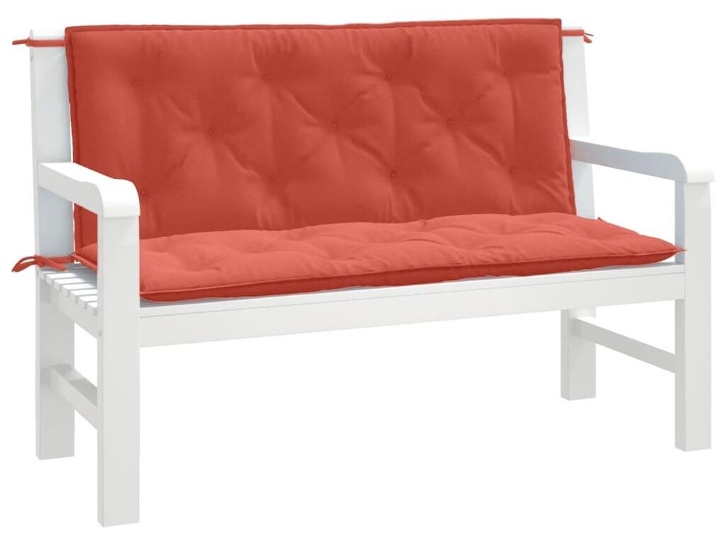 Cojines para banco jardín 2 uds tela rojo melange 120x50x7 cm
