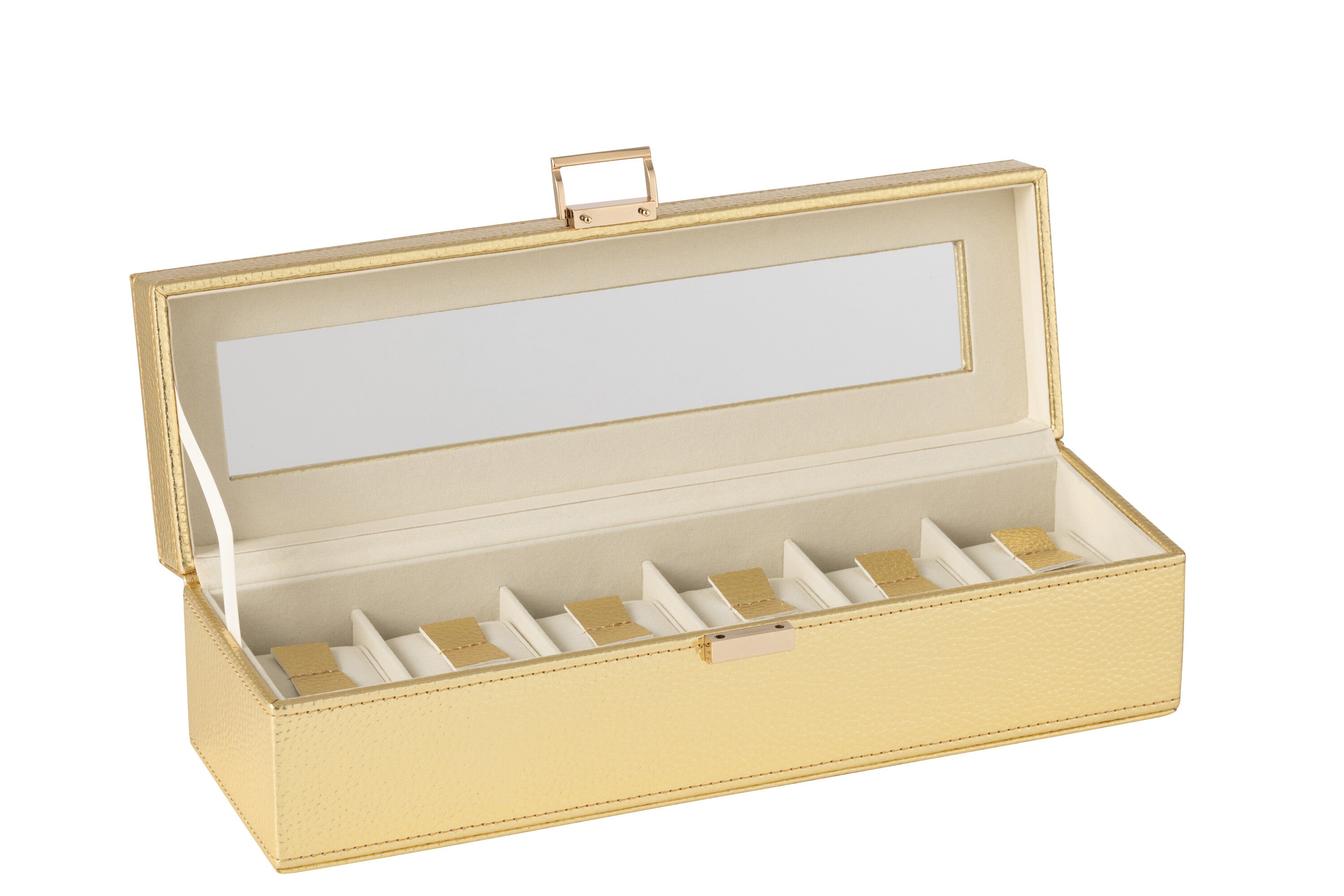 J-Line horloge doos 6 compartimenten - kunstleder - goud