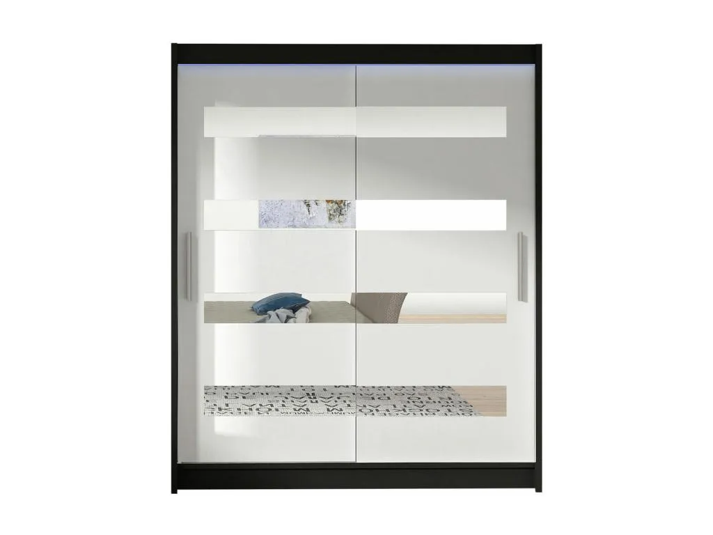 Armario Micasacool 136 Blanco | Negro 200x150x58cm Puertas de armario - Correderas